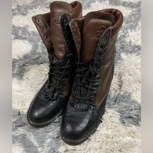 Double H Western Roper Riding Boot Womens Size 9M Black Brown